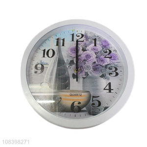 Fashion style bedroom round quartz wall clock plastic clock