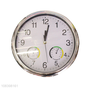 Wholesale silver round plastic wall clock home modern decoration