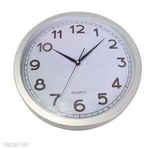 Simple design silver fashion round wall clock home hangings