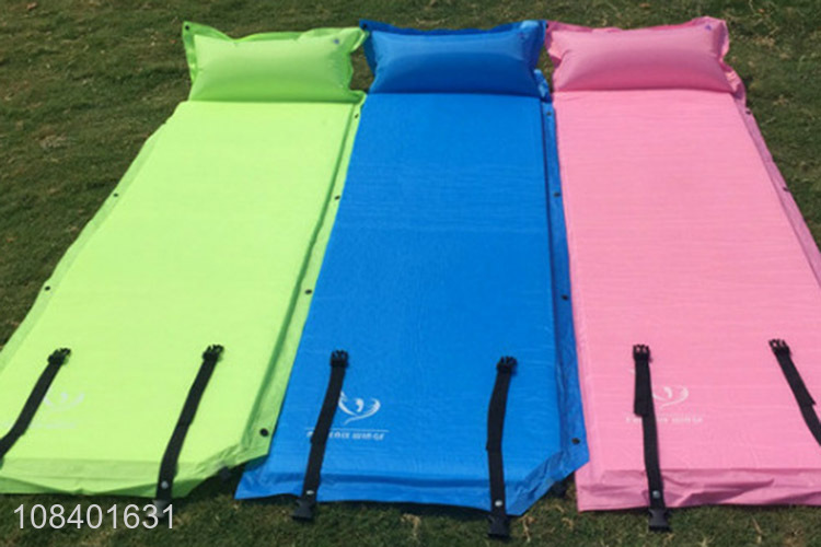 Best selling inflating camping sleeping pad with pillow