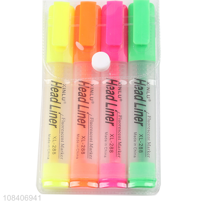 Factory price 4pieces school office highlighter pen for sale
