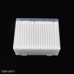 Good price 200 pieces plastic stick cotton swabs with double round tips