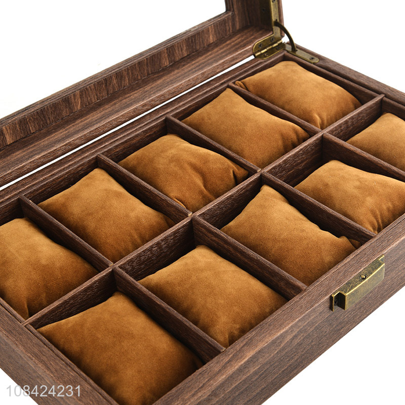 Hot sale wood grain faux leather watch box 10 slots watch case