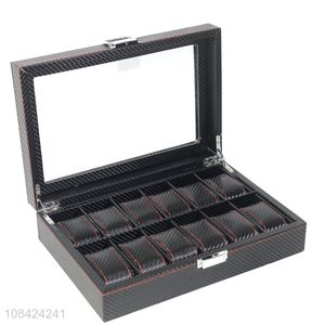 Wholesale carbon fiber pu leather watch case 12-slot watch box