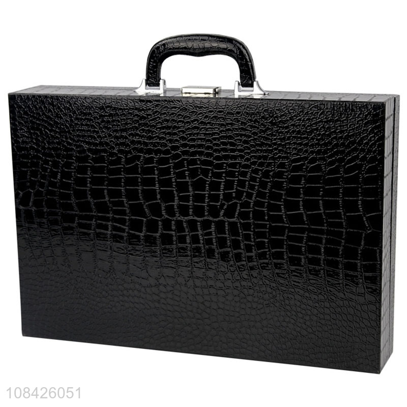 Wholesale price crocodile grain pu leather portable watch box