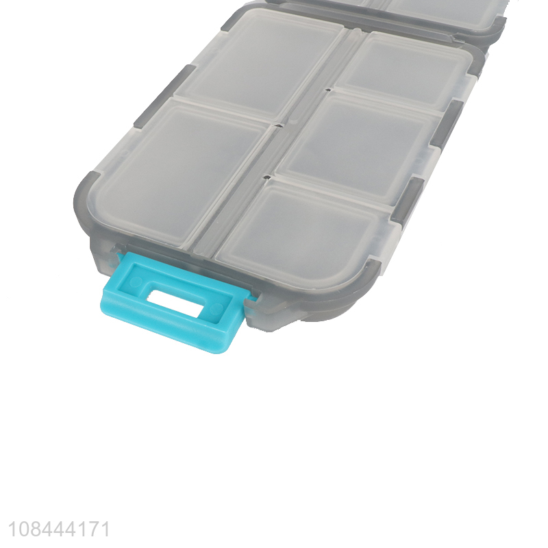 Good quality 10 compartments plastic pill case portable foldable pill box