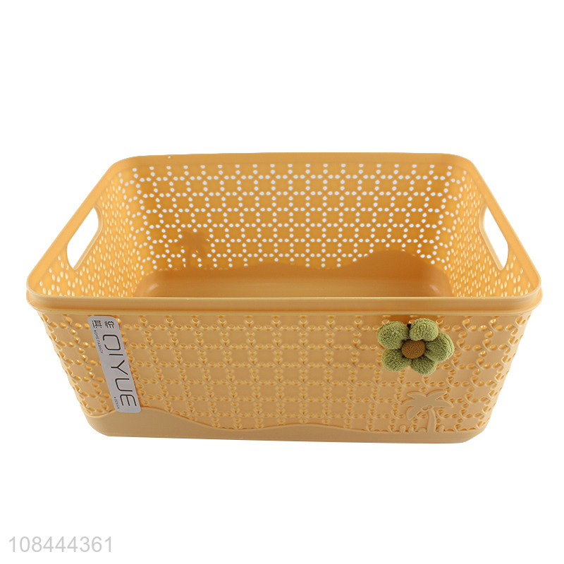 Hot sale fashionable multi-purpose plastic storage basket with handles & lid