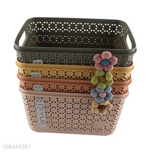 Wholesale stylish household organizers plastic storage basket with handles