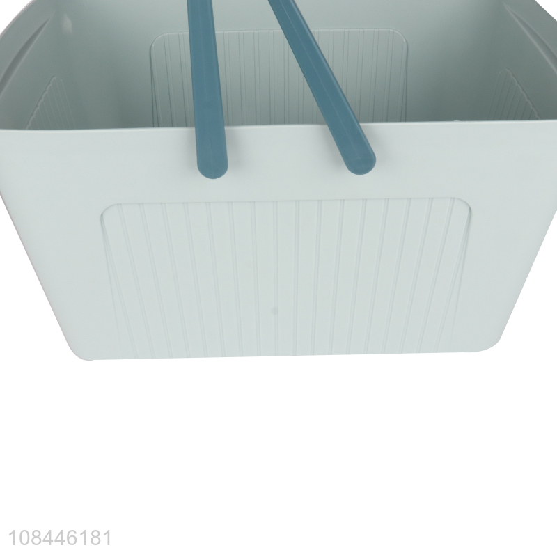 Wholesale home kitchen bathroom portable plastic storage basket with handles & lid