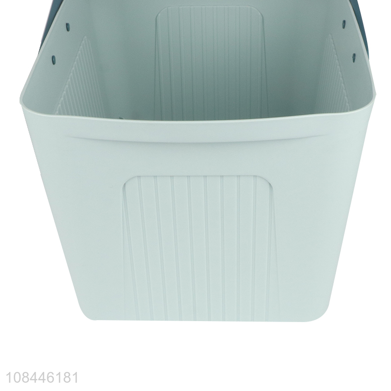 Wholesale home kitchen bathroom portable plastic storage basket with handles & lid