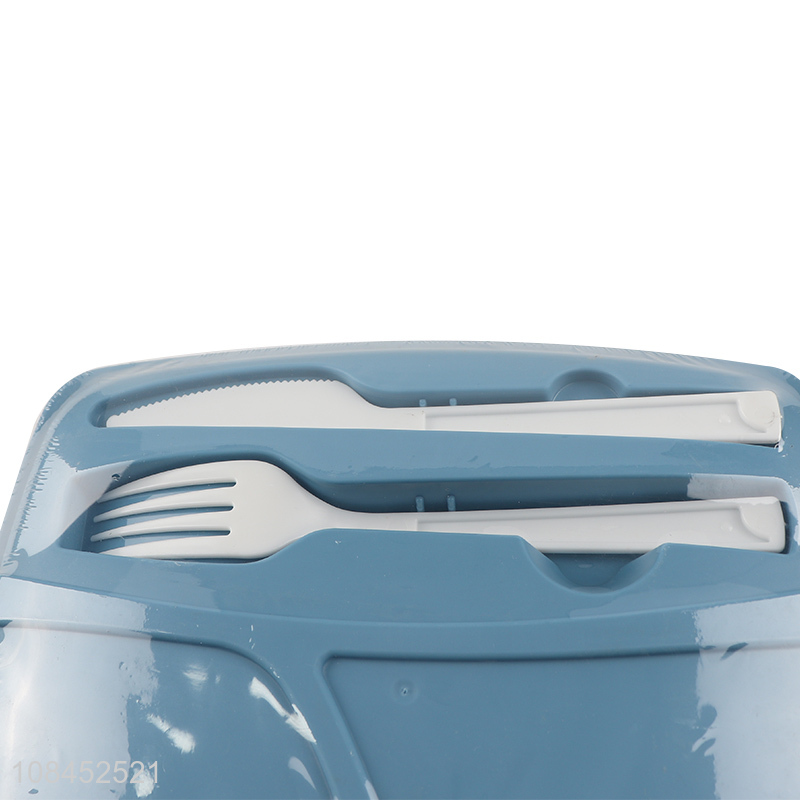 New arrival microwave safe plastic divided lunch box with cutlery set