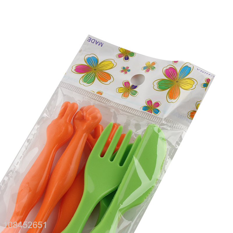 Yiwu direct sale plastic spoon kids scoop fork set