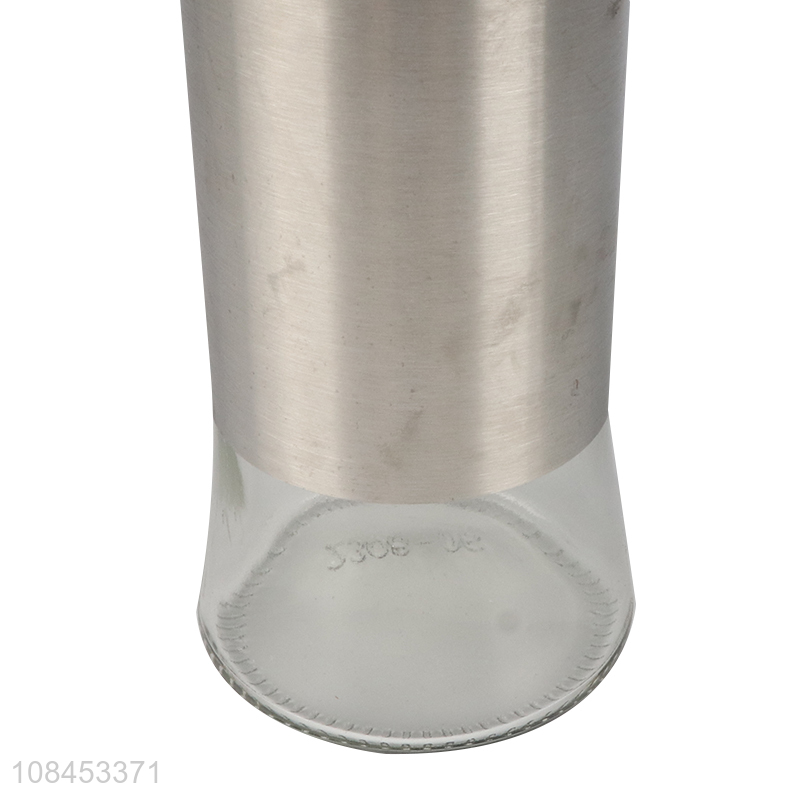 Factory supply glass oilve oil vinegar sauce bottle with stainless steel coating