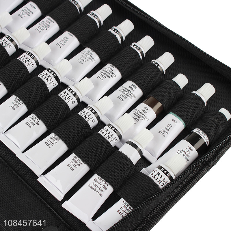 Factory price 40 color acrylic paint with nylon paintbrushes