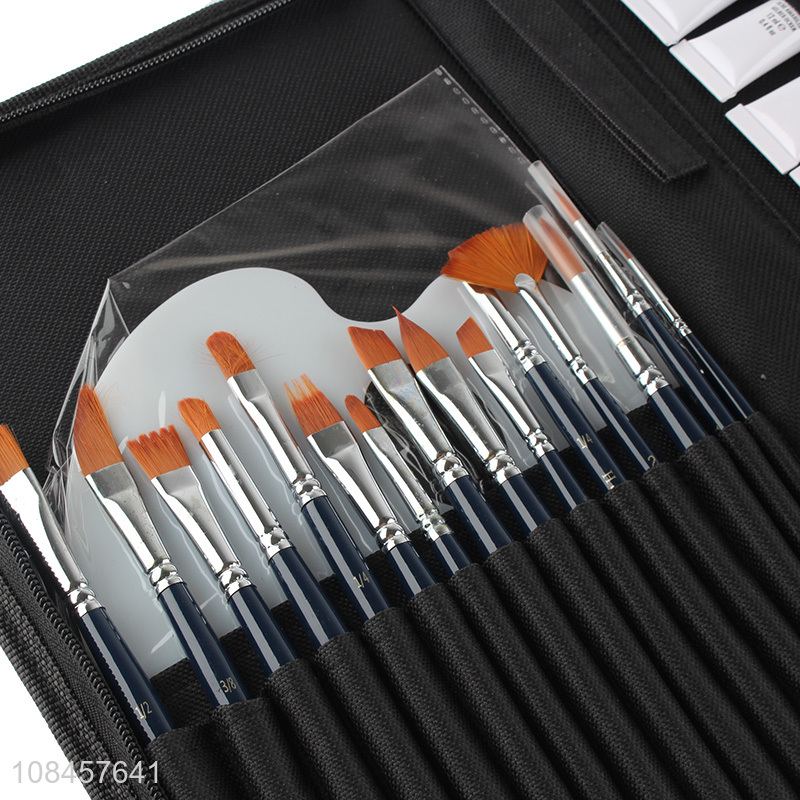 Factory price 40 color acrylic paint with nylon paintbrushes