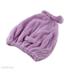 Wholesale coral fleece quick-drying bowknot bath cap for women