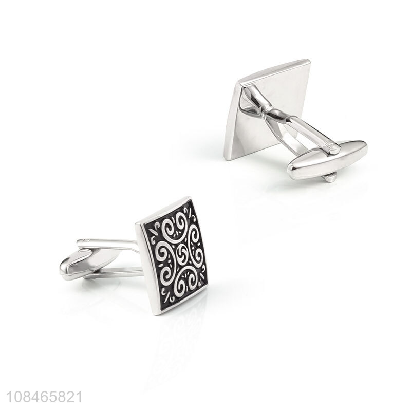 Wholesale price square retro pattern men classic cufflinks