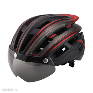 Hot sale adults bike helmet with detachable magnetic goggle & led rear light