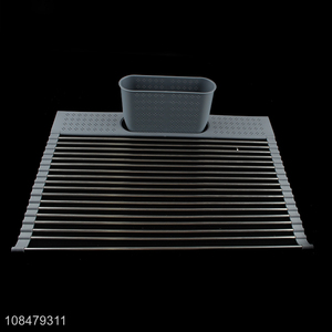 Wholesale space saving folding stainless steel sink dish drying rack