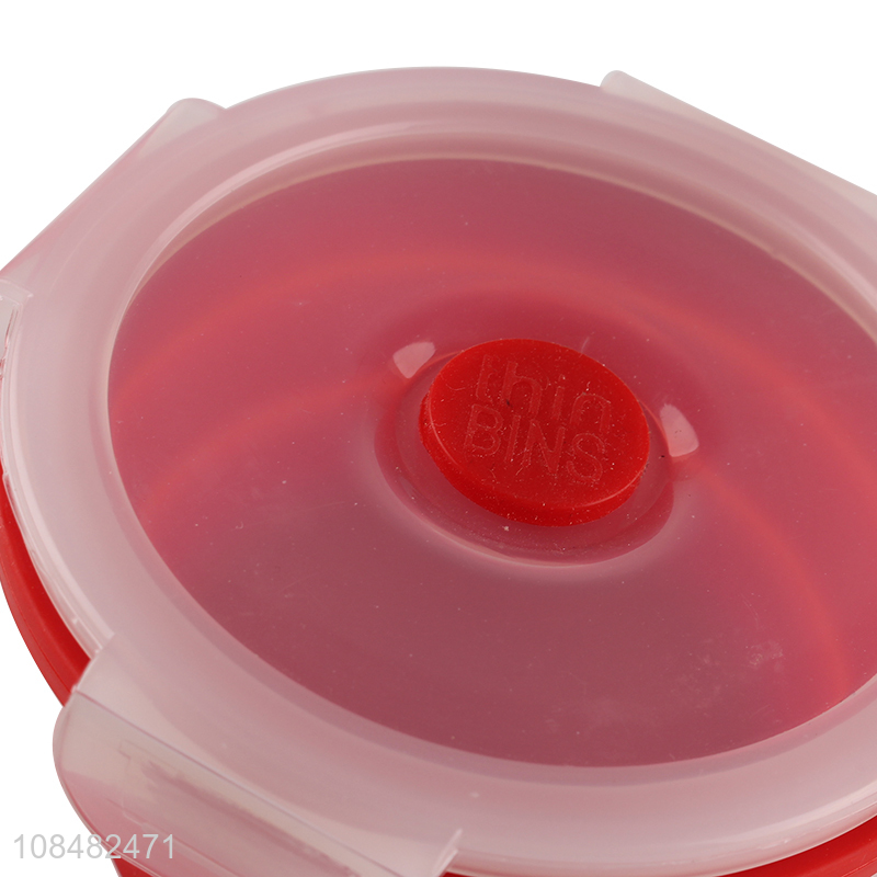 Custom logo bpa free leakproof collapsible silicone lunch box