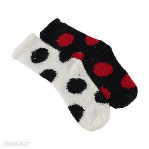 Wholesale soft thick fluffy warm coral fleece sleeping socks