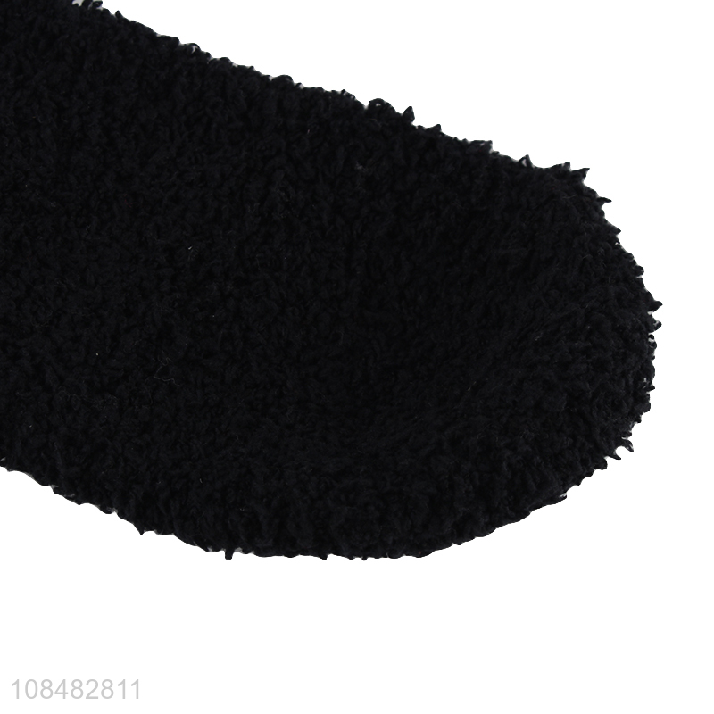 Wholesale solid color coral fleece socks cozy thick floor socks