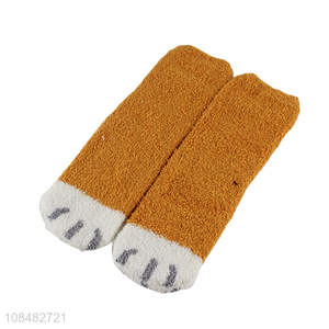 Factory price soft cat paw socks fuzzy cozy socks for women girls