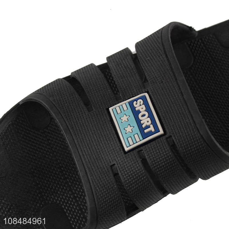 Low price wholesale black PVC slippers non-slip sandals
