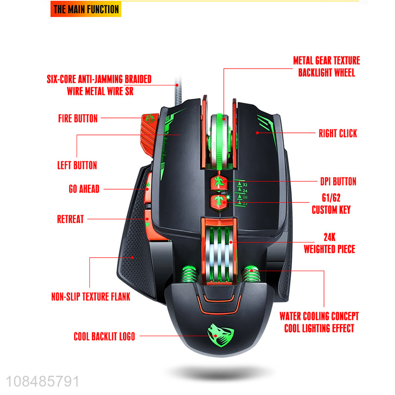 Wholesale RGB backlight 4 buttons wired gaming mouse for eSports player