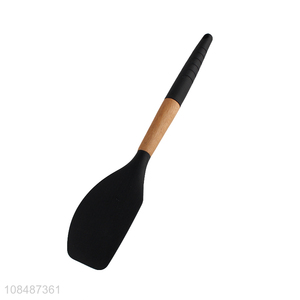 Wholesale non-stick silicone spatula scraper with nylon core & wooden handle