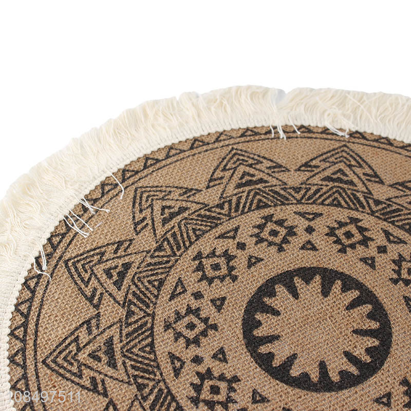 Wholesale linen printing round place mats for table decoration