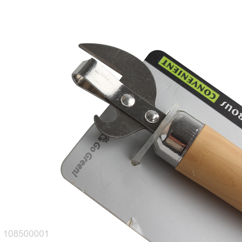 Wholesale multi-function stainless steel can opener with wood grain handle