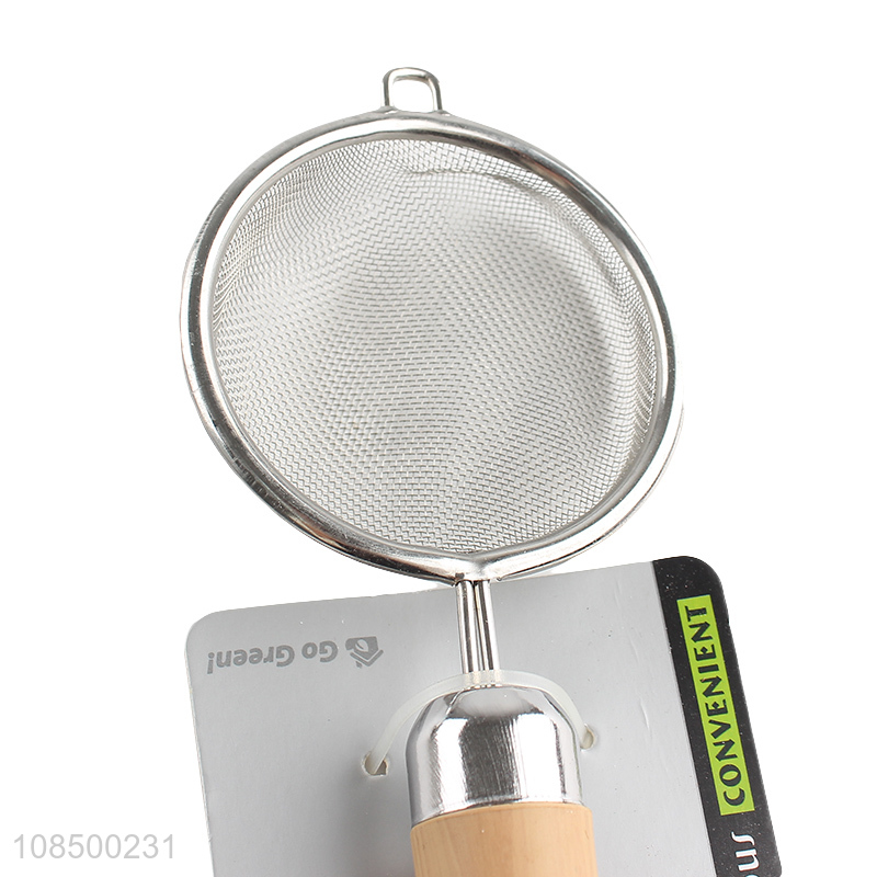 Online wholesale stainless steel oil strainer tea filter with plastic handle