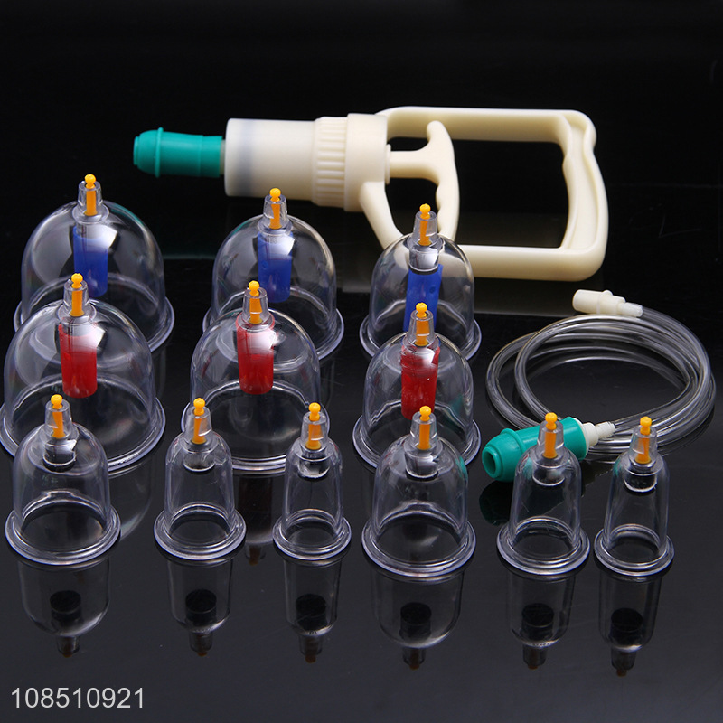 Superior quality 12 cups Chinese cupping therapy set vacuum cupping set