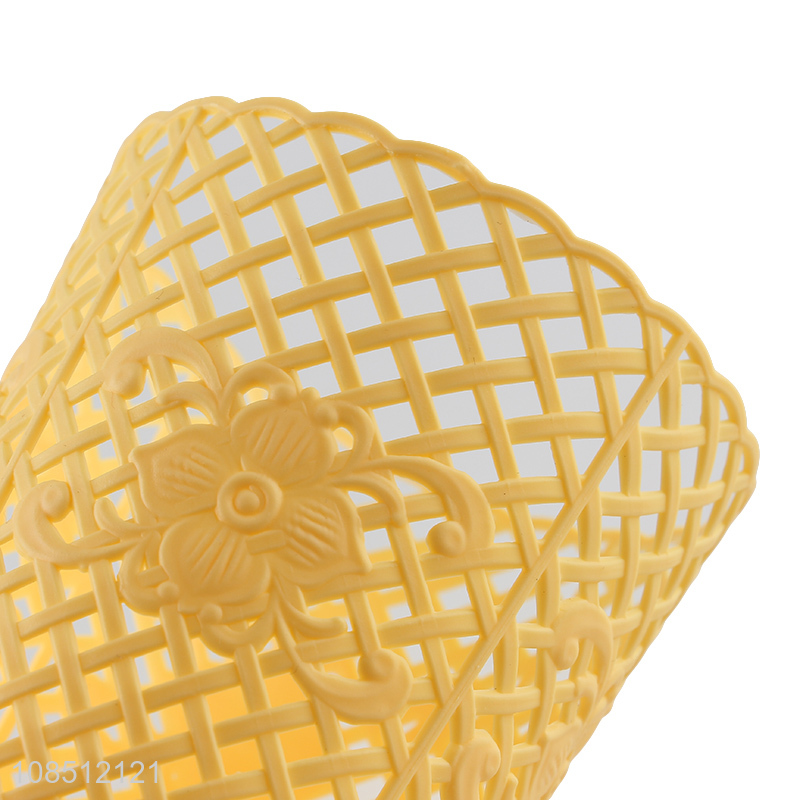 Latest products yellow plastic waste bin storage basket for desktop