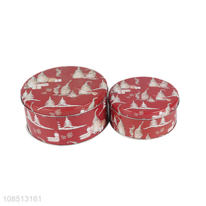 Factory wholesale round metal cookie can packaging tin boxes