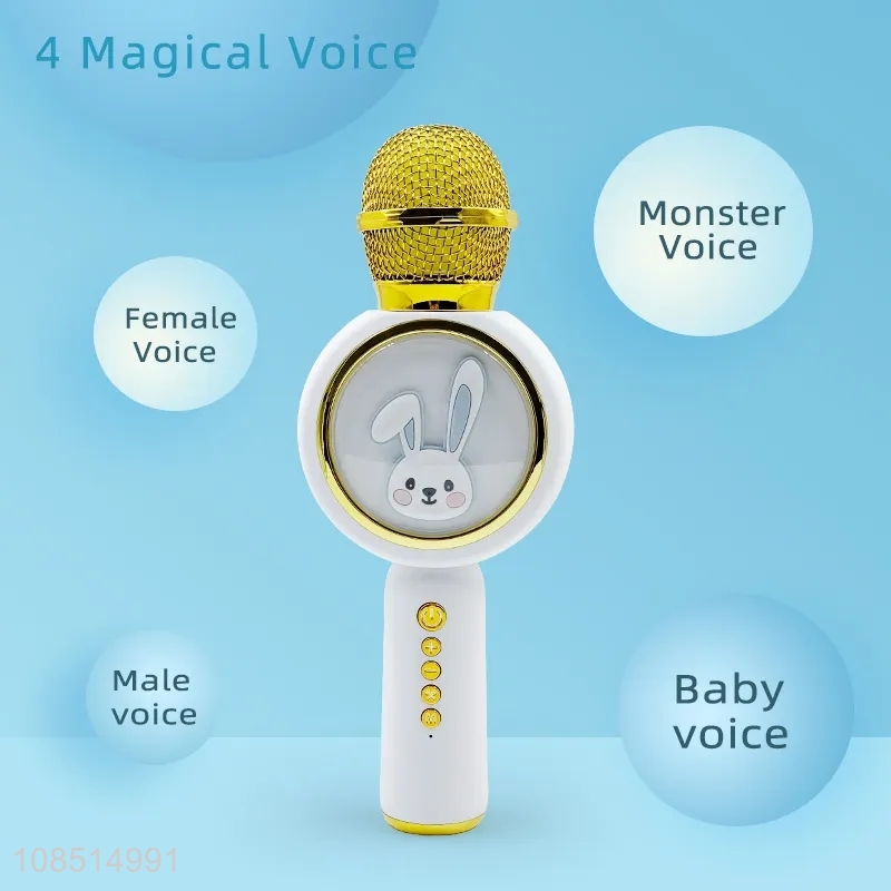 Wholesale portable kids wireless karaoke microphone with speaker & led light