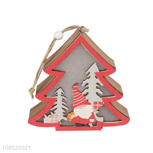 Good quality Xmas tree decor hanging lighted wooden tree ornament