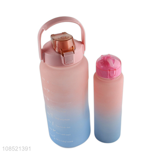 Wholesale 2000ml+700ml gradient color motivational sports water bottle