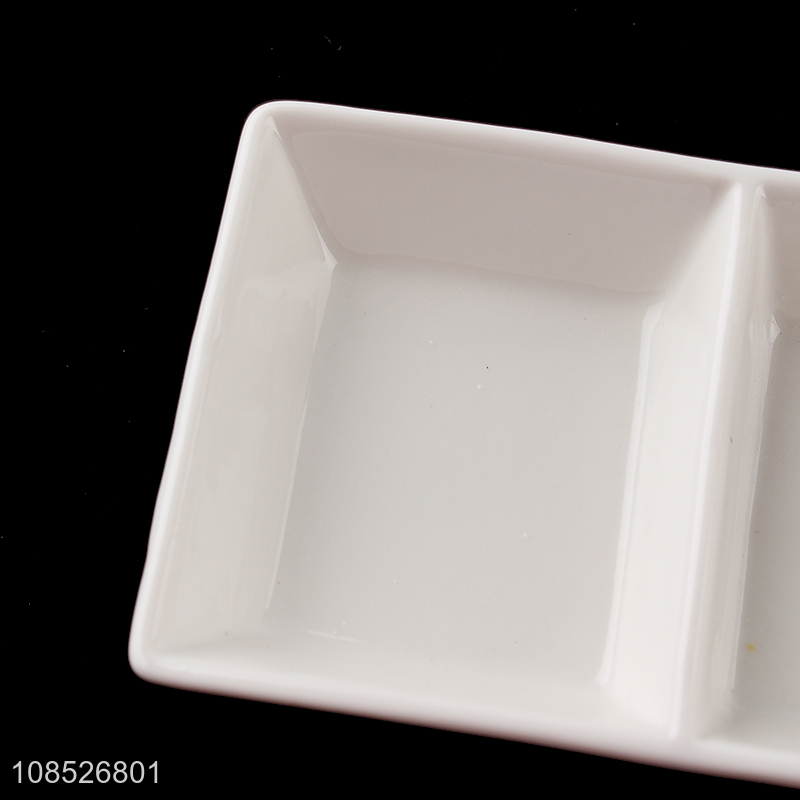 New products 3-compartment ceramic plate ceramic appetizer plate