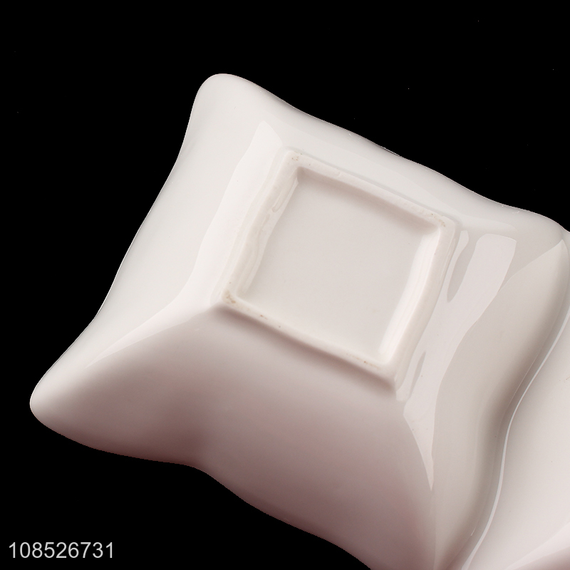 Factory price 3-compartment ceramic plate divided sauce dish