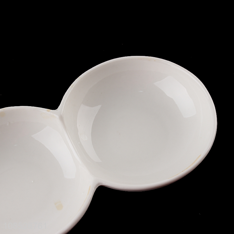 Hot selling 3-compartment divided ceramic dish appetizer plate