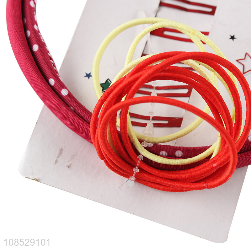 Good quality red cute girls hair accessories set hairpin for sale