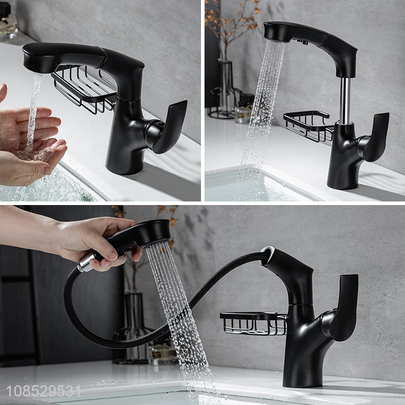 High quality pull out basin tap basin faucet with storage basket