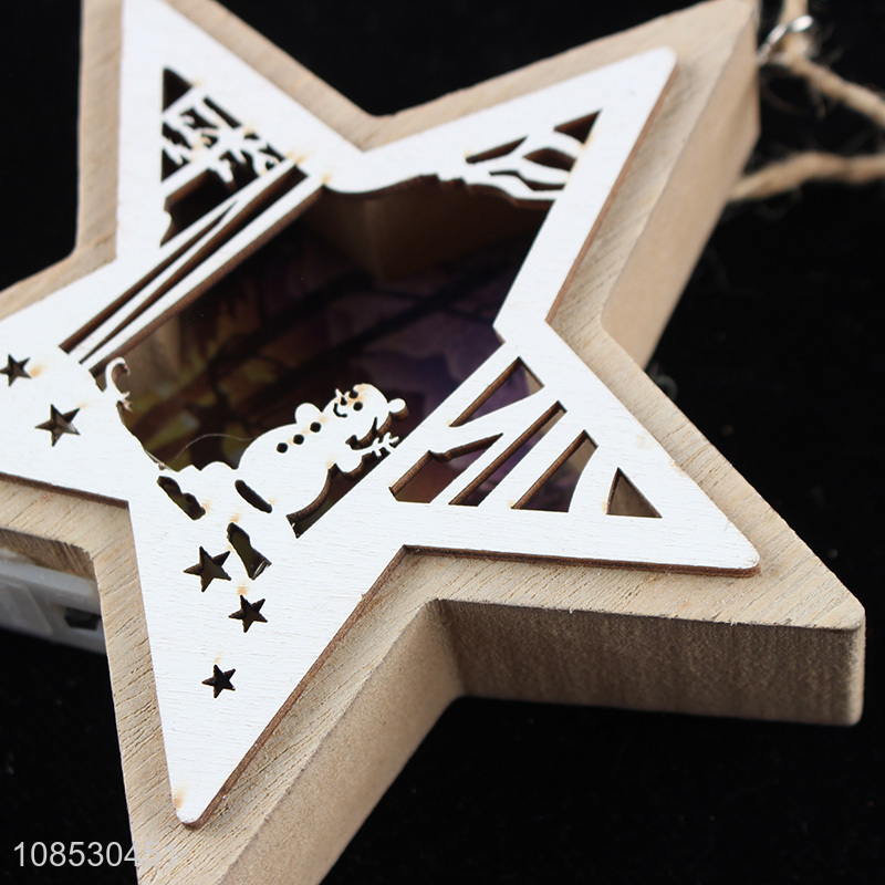 Popular products star shape wooden hanging ornaments