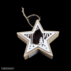 Popular products star shape wooden hanging ornaments