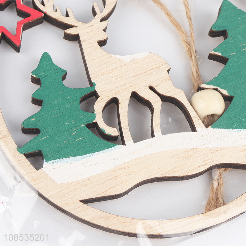 Wholesale Christmas tree ornaments hanging painted wooden crafts