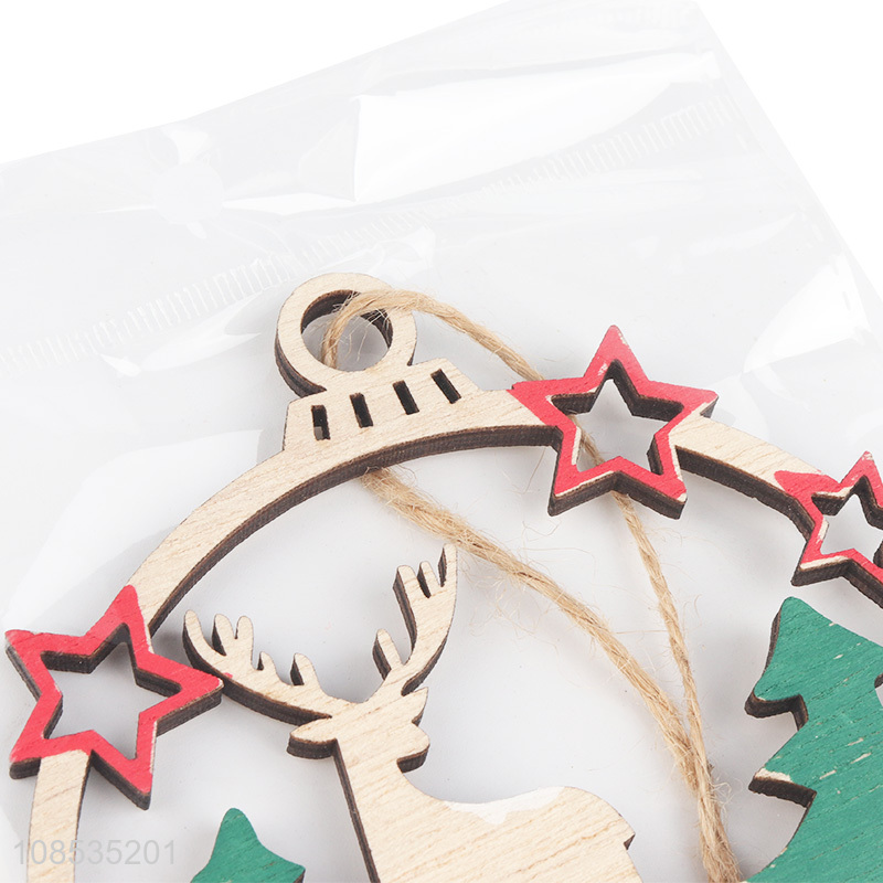 Wholesale Christmas tree ornaments hanging painted wooden crafts