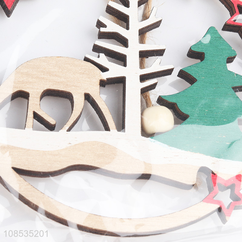 Wholesale Christmas tree ornaments hanging painted wooden crafts