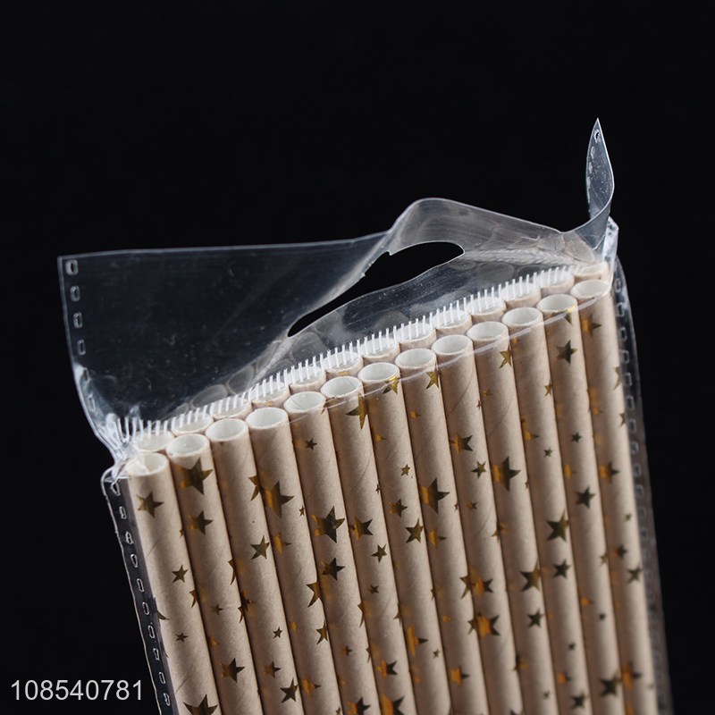 Online wholesale hot stamping star pattern disposable paper straws
